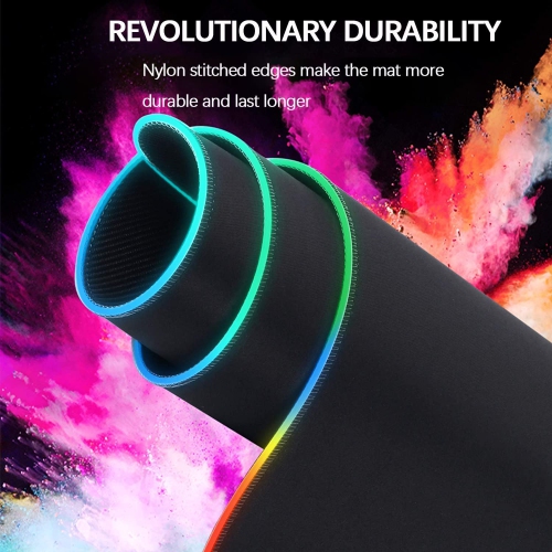 RGB Gaming Mouse Pad with 14 light modes, USB Ports, Anti-Slip Rubber Base, and Computer Keyboard Mat