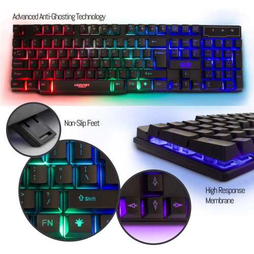 4 in 1 Gaming Keyboard, Mouse, Headset, and Mouse Pad Combo, Wired LED RGB Backlights, Bundle for PC Gamers, Xbox and PS4 Users.