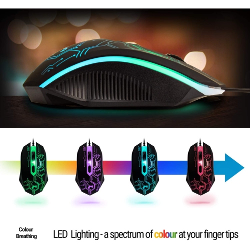 4 in 1 Gaming Keyboard, Mouse, Headset, and Mouse Pad Combo, Wired LED RGB Backlights, Bundle for PC Gamers, Xbox and PS4 Users.