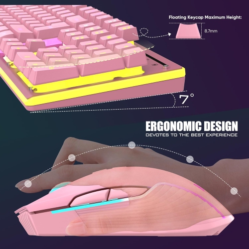 K10 Wireless Gaming Keyboard and Mouse Combo – LED Backlit, Rechargeable 3800mAh, Anti-Ghosting Keyboard + 7D 3200DPI Mouse for PC Gaming