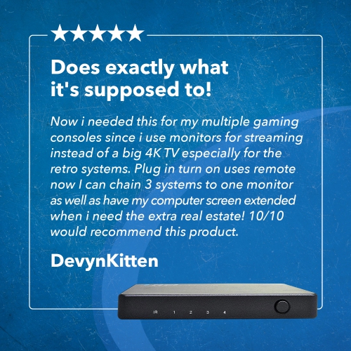 Commutateur HDMI Ultra HD 4x1 avec Audio Extractor et télécommande IR