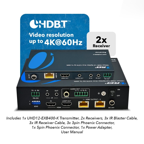 4K UltraHD 1x2 HDMI Extender Splitter Over CAT6/7 Up To 400 Ft With HDBaseT, EDID, Bi-Directional IR