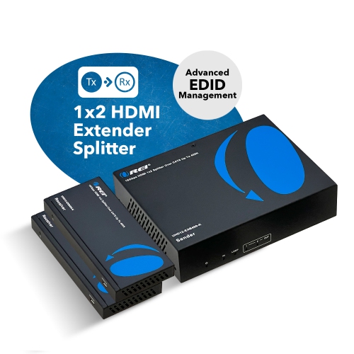 4K UltraHD 1x2 HDMI Extender Splitter Over CAT6/7 Up To 400 Ft With HDBaseT, EDID, Bi-Directional IR