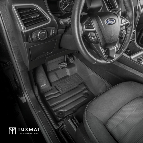 TuxMat - for Ford Edge 2015-2024 Models - Custom Car Mats - Maximum Coverage, All Weather, Laser Measured - This Full Set Includes 1st and 2nd Rows