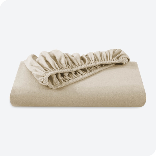 Bare Home Flannel Fitted Bottom Sheet 100% Cotton - Velvety Soft Heavyweight - Double Brushed Flannel - Deep Pocket - Twin XL, Sand