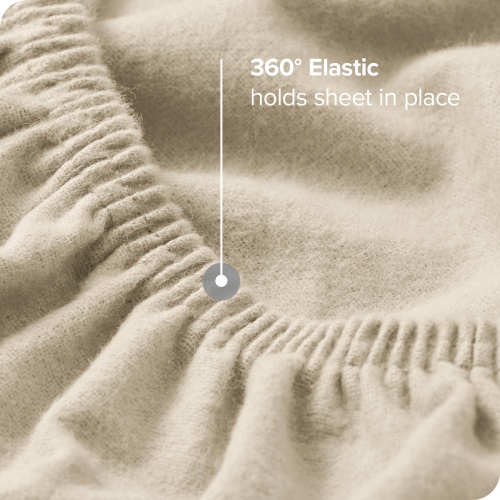 Bare Home Flannel Fitted Bottom Sheet 100% Cotton - Velvety Soft Heavyweight - Double Brushed Flannel - Deep Pocket - Twin XL, Sand