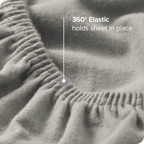 Bare Home Flannel Fitted Bottom Sheet 100% Cotton - Velvety Soft Heavyweight - Double Brushed Flannel - Deep Pocket - Twin XL, Light Grey