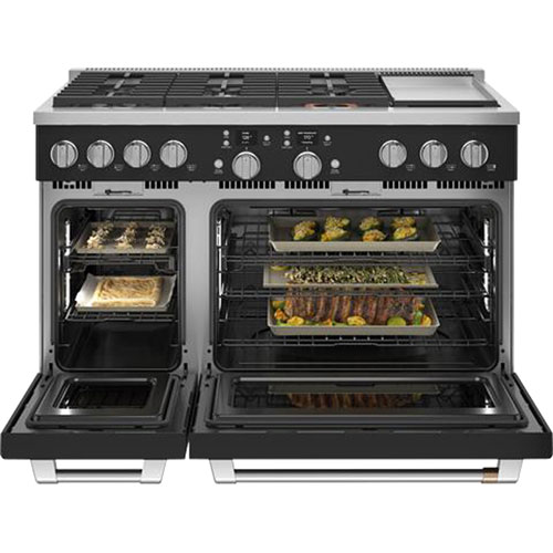 Café 48" 8.25 Cu Ft Double Oven 6-Burner Freestanding Dual Fuel Air Fry Range - Matte Black