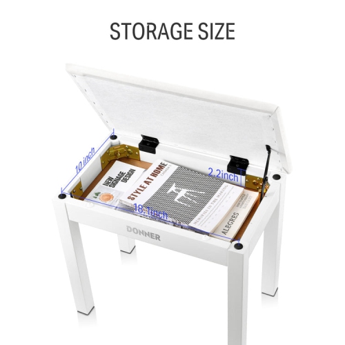 Donner DKB-10 Wood Keyboard Bench with Storage White
