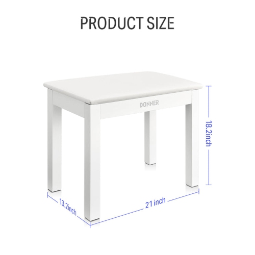 Donner DKB-10 Wood Keyboard Bench with Storage White