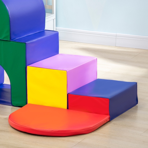 Qaba Enfants Ramper et Grimper Mousse Jeu Jeu Enfant en Bas Âge Pépite 2  Pièces Ensemble Interactif pour l'Escalade, Ramper, Zone de Jeu Coulissant  pour Bébé Préscolaire 1-3 Ans 