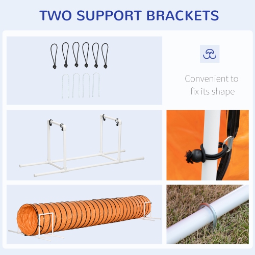 PawHut Dog Tunnel, 13 Foot Long, 24" Open Pet Agility Equipment with 2 Support Brackets, Carrying Bag, Orange