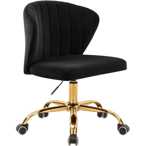 MERIDIAN FURNITURE  Finley Swivel Adjustable Velvet And Gold Office Chair In Black