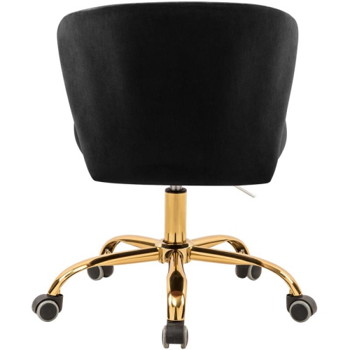 Meridian Furniture Finley Swivel Adjustable Black Velvet and Gold Office Chair