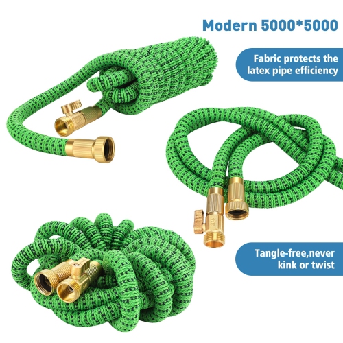 Furniture One Garden Expandable Water Hose 25 ft with 10 Function Nozzle GreenBlack