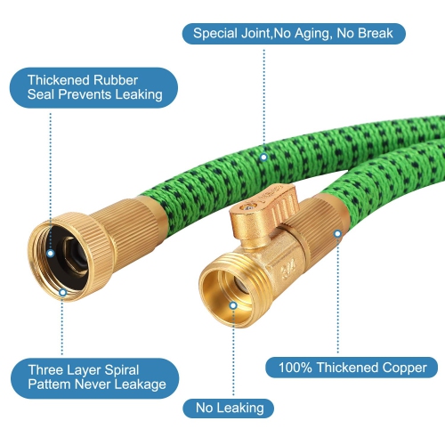 Furniture One Garden Expandable Water Hose 25 ft with 10 Function Nozzle GreenBlack