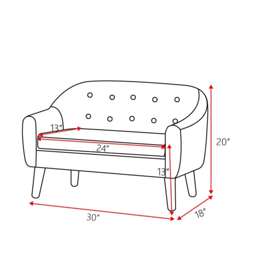 Canapé pour enfants de 30 po de la collection Furniture One, gris