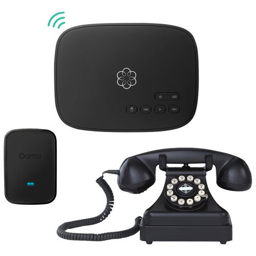 Ooma Retro Black Kettle Phone with Home Phone Service