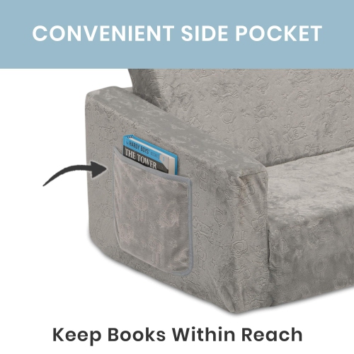 Canapé 2-en-1 rabattable pour enfants One Comfy de Furniture, gris