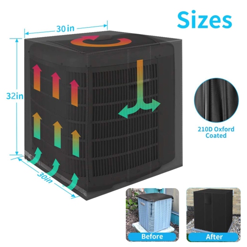Furniture One Air Conditioner Cover 30 x 30 x 32 inches Black