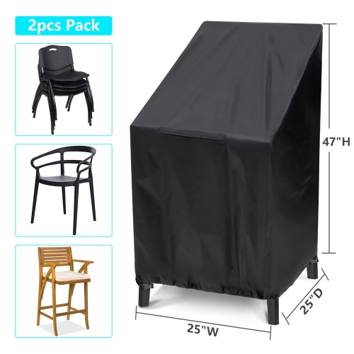 Furniture One Garden Chair Cover 2 Packs 47"×25"×25"×27.5" Black