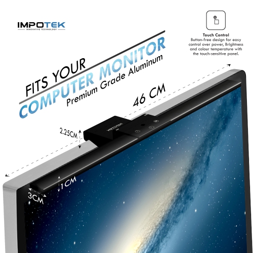 IMPOTEK LED Monitor Light bar, Smart Screen Lamp with Anti-Glare, Touch Control, Auto-dimming, Timer Power Off Features USB Powered - MLB-X11
