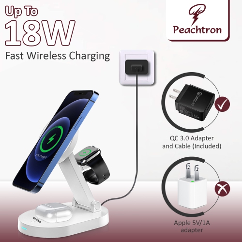 PEACHTRON 3 IN 1 MagSafe Wireless Magnetic Charger For iPhone, AirPods and iWatch