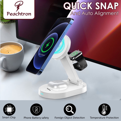 PEACHTRON 3 IN 1 MagSafe Wireless Magnetic Charger For iPhone, AirPods and iWatch
