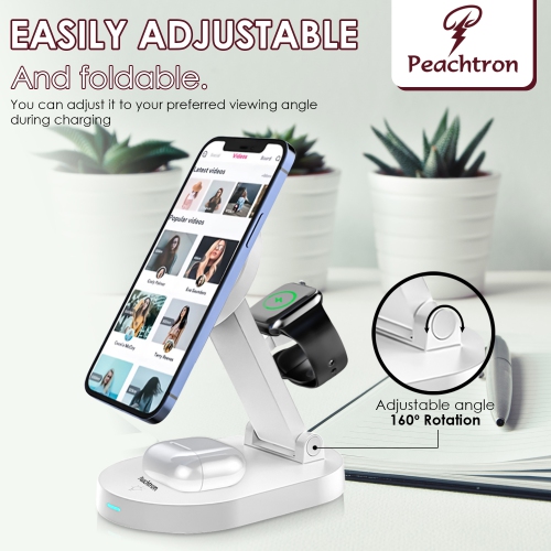 PEACHTRON 3 IN 1 MagSafe Wireless Magnetic Charger For iPhone, AirPods and iWatch
