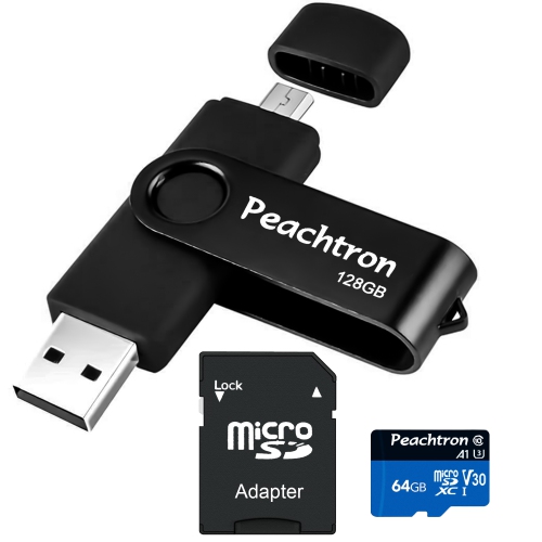 Clé USB OTG 2-en-1 de 128 Go et carte SD de 64 Go d’PECHTRON