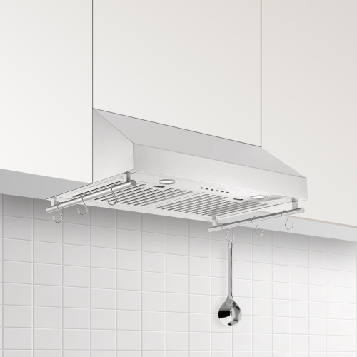 Ancona 30” 450 CFM Under Cabinet Range Hood with Auto Night Light and Utensil Bars in Stainless Steel