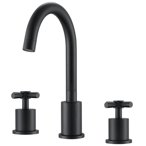 Ancona Prima 3 Widespread Double Handle Bathroom Faucet in Matte Black