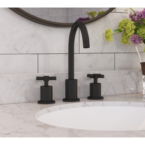 Ancona Prima 3 Widespread Double Handle Bathroom Faucet in Matte Black