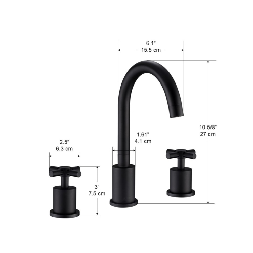 Ancona Prima 3 Widespread Double Handle Bathroom Faucet in Matte Black