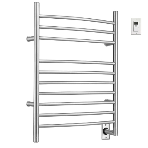 ANCONA  Comfort 10-Bar Hardwired Wall Mount Towel Warmer With Wall Timer In Brushed Stainless Steel