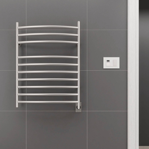 Ancona Comfort 10-bar Hardwired Wall Mount Towel Warmer with Wall Timer in Brushed Stainless Steel