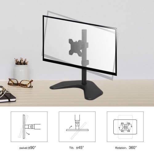 Single Monitor Stand, Monitor Mount Arms for 17 to 32 Inch Monitor Screen VESA 75 to 100mm - PrimeCables