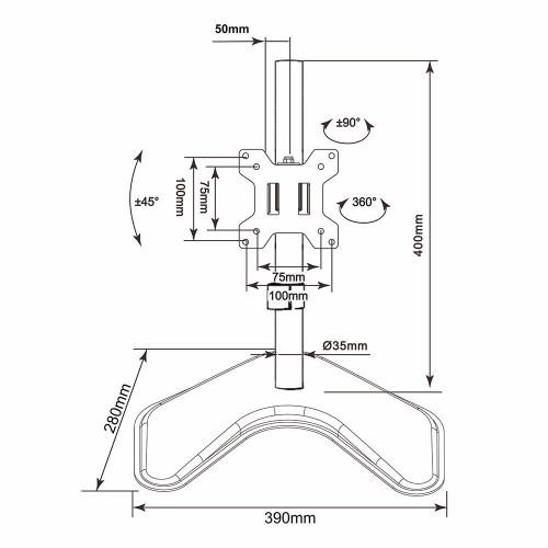 Single Monitor Stand, Monitor Mount Arms for 17 to 32 Inch Monitor Screen VESA 75 to 100mm - PrimeCables