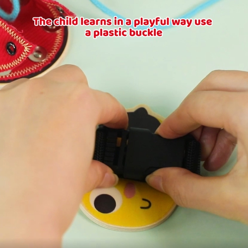 TOOKYLAND Wooden Basic Skills Board - 5pcs - Learn to Lace, Tie, Snap and Button, Ages 3+