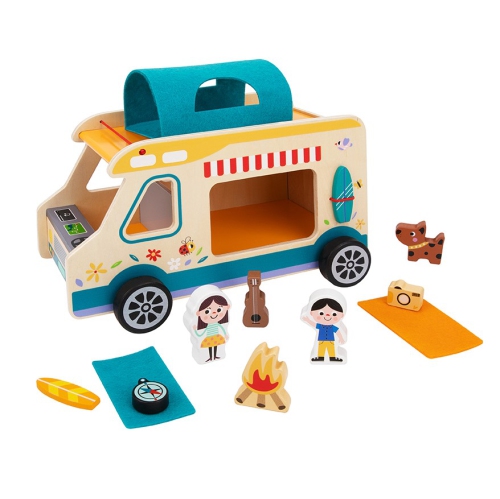TOOKYLAND Camper Van Play Set - 13pcs - Toy RV Caravan for Kids, Ages 3+