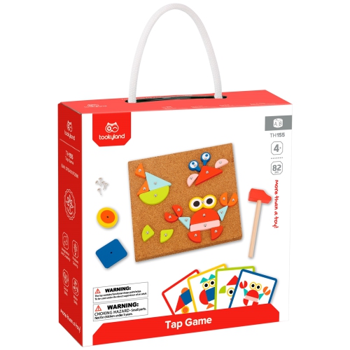 TOOKYLAND Wooden Tap Nailing Game - 82pcs Hammer and Nails Pounding Toy, Ages 4+