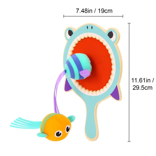 TOOKYLAND Toss and Catch Game - 3pcs - Shark Paddle and Balls Set, Ages 3+