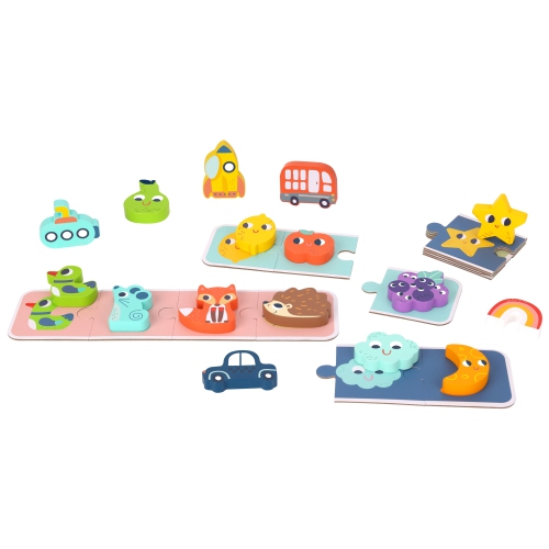 TOOKYLAND Memory Touch Recognition Game - 33pcs - 2-4 Players Wooden Toy Set, Ages 3+