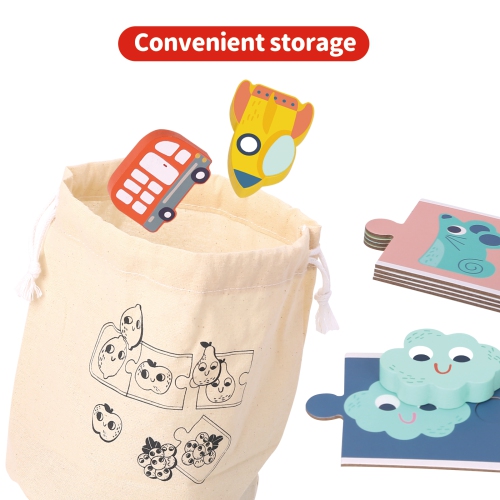 TOOKYLAND Memory Touch Recognition Game - 33pcs - 2-4 Players Wooden Toy Set, Ages 3+