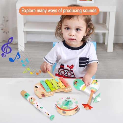 TOOKYLAND Ensemble d'Instruments de Musique - 6pcs - Percussions et Flûte à Bec, 18 mois +