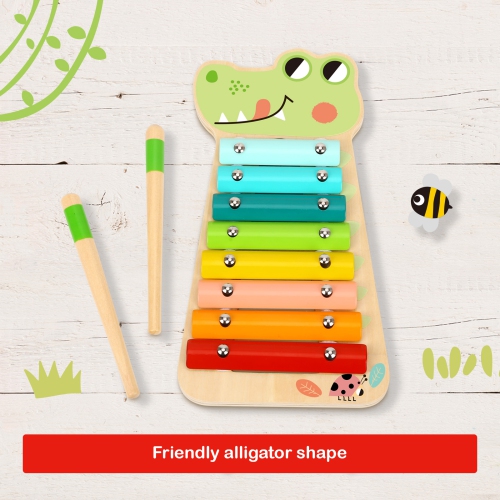 TOOKYLAND Xylophone en Forme d'Alligator - Instrument de Musique pour Enfants, 18 Mois et +