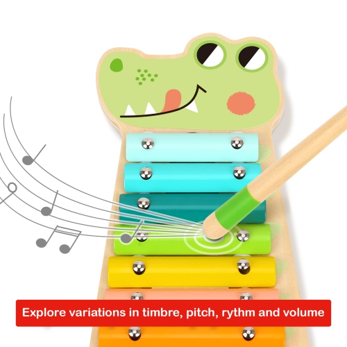 TOOKYLAND Xylophone en Forme d'Alligator - Instrument de Musique pour Enfants, 18 Mois et +