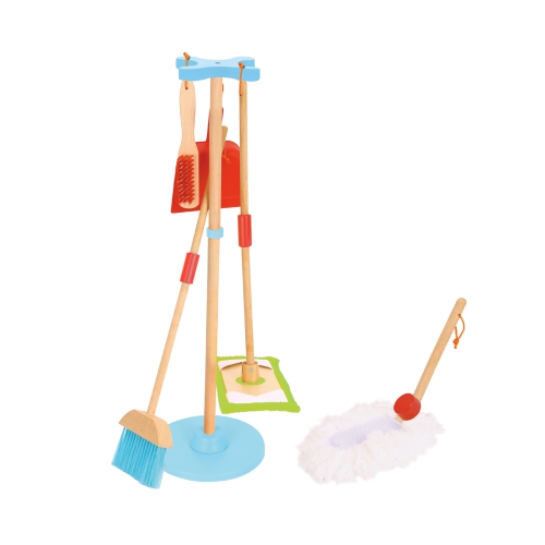 TOOKYLAND Toy Cleaning Play Set - 6pcs - Includes Broom, Mop, Duster, Dust Pan, Brush and Stand, Ages 3+