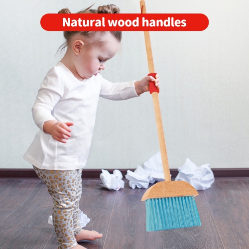 TOOKYLAND Toy Cleaning Play Set - 6pcs - Includes Broom, Mop, Duster, Dust Pan, Brush and Stand, Ages 3+