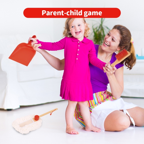 TOOKYLAND Toy Cleaning Play Set - 6pcs - Includes Broom, Mop, Duster, Dust Pan, Brush and Stand, Ages 3+